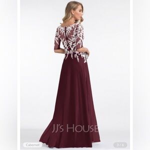 JJ’s House formal dress burgundy elbow length sleeve